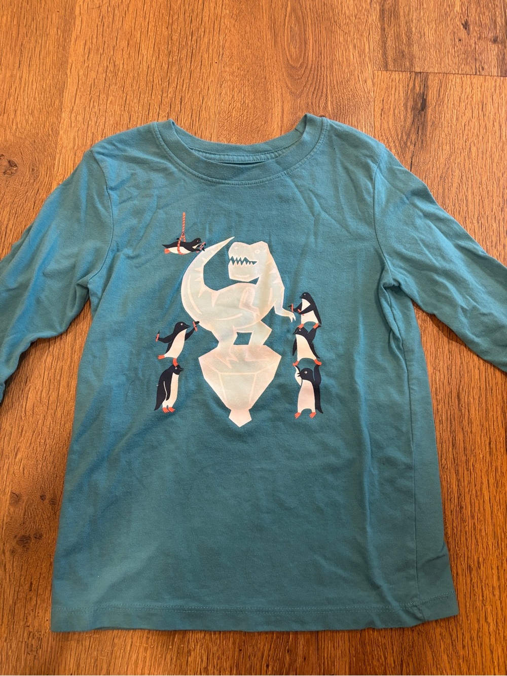 Cat & Jack Teal Long-Sleeve Tee with Penguin & Ice Monster Graphic